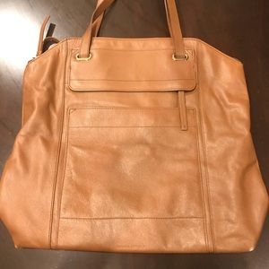 Tan leather tote bag